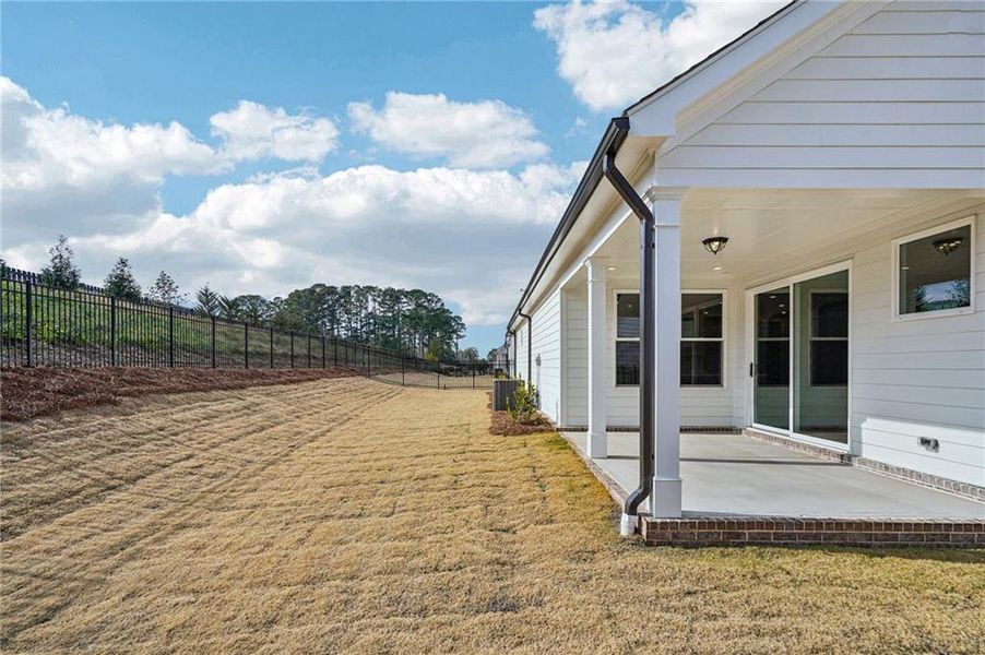 Exterior details and patio area of a home in Promenade at Sawnee Village, Cumming (Image 23).
