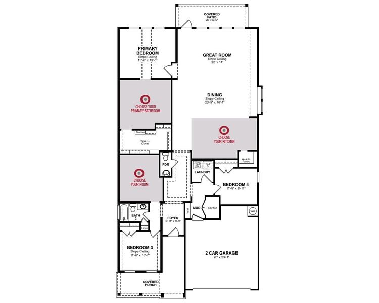 2D floor plan layout for the Cameron by Beazer Homes in Arcadian Estates, Pearland, TX (Image 3).