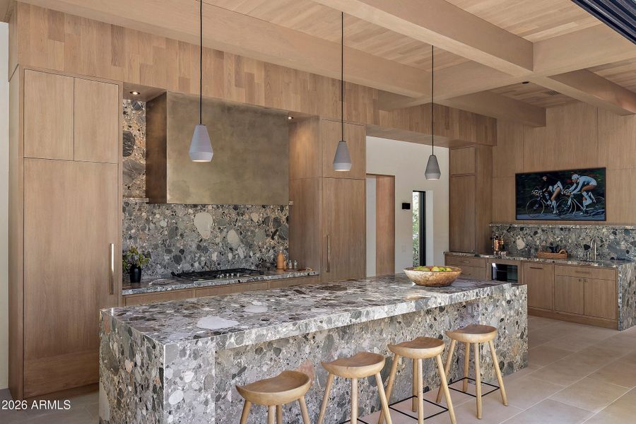 Kitchen island w/Ceppo Breccia stone