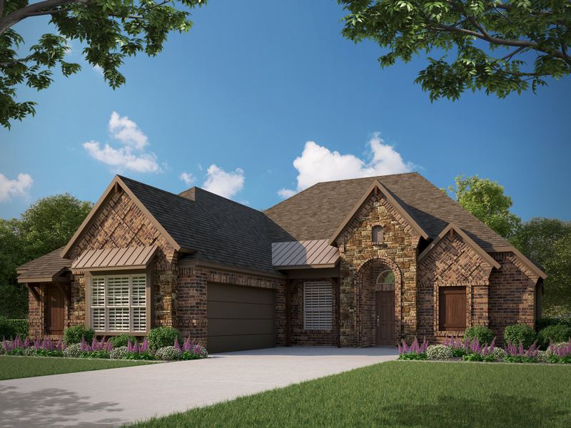 Representative exterior photo of a completed home built from the Concept 2404 by Risewell Homes in Abe's Landing, Granbury, TX (Image 9). Representative exterior photo of a completed home built from the Concept 2404 by Risewell Homes in Abe's Landing, Granbury, TX (Image 9).
