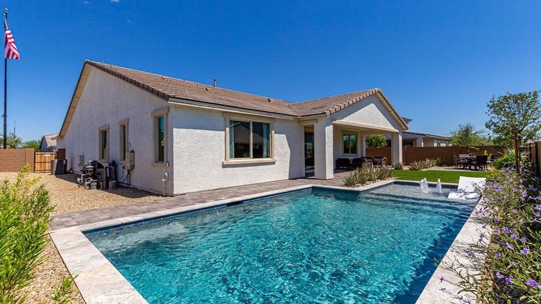 Representative exterior photo of a completed home built from the 45RM2 by Taylor Morrison in Almeria at Rancho Mercado, Surprise, AZ (Image 23). Representative exterior photo of a completed home built from the 45RM2 by Taylor Morrison in Almeria at Rancho Mercado, Surprise, AZ (Image 23).