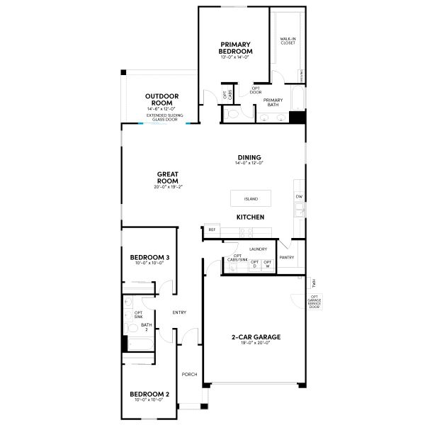 2D floor plan layout for the Azure Phase 5a by Brookfield Residential in Highland Sage at Alamar, Avondale, AZ (Image 5).