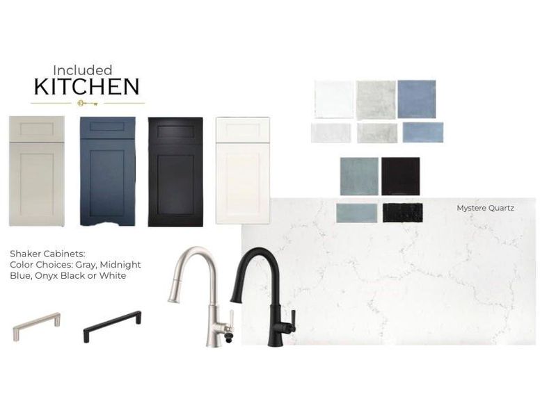 Included Kitchen Selections - Shaker Cabinets, Mystere Quartz