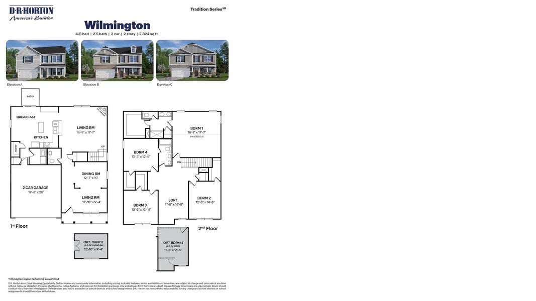 2D floor plan layout for the WILMINGTON by D.R. Horton in Ridgewood Farms, Winterville, NC (Image 3). 2D floor plan layout for the WILMINGTON by D.R. Horton in Ridgewood Farms, Winterville, NC (Image 3).