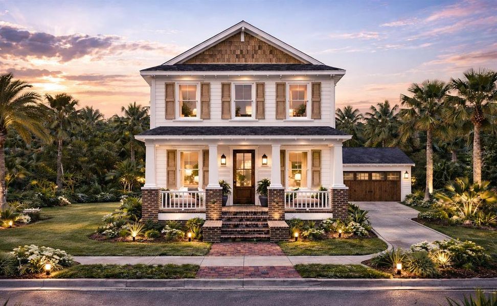 Front exterior of a new home in , Tampa, FL, highlighting curb appeal (Image 1). Front exterior of a new home in , Tampa, FL, highlighting curb appeal (Image 1).
