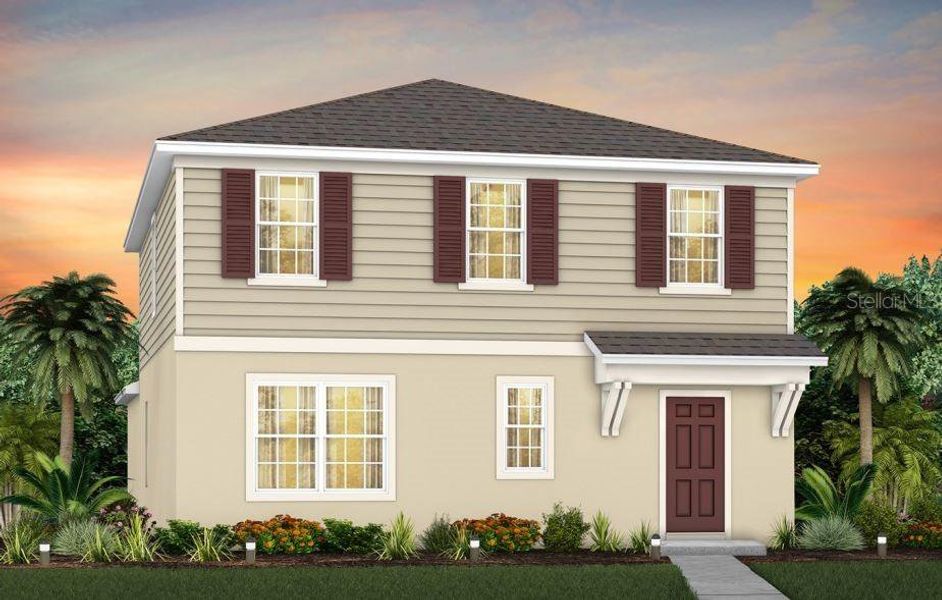 Exterior Design. Artistic rendering for this new construction home. Pictures are for illustrative purposes only. Elevations, colors and options may vary.