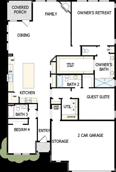2D floor plan layout of this home in The Highlands 55' - Encore Collection, Porter, TX (Image 5).