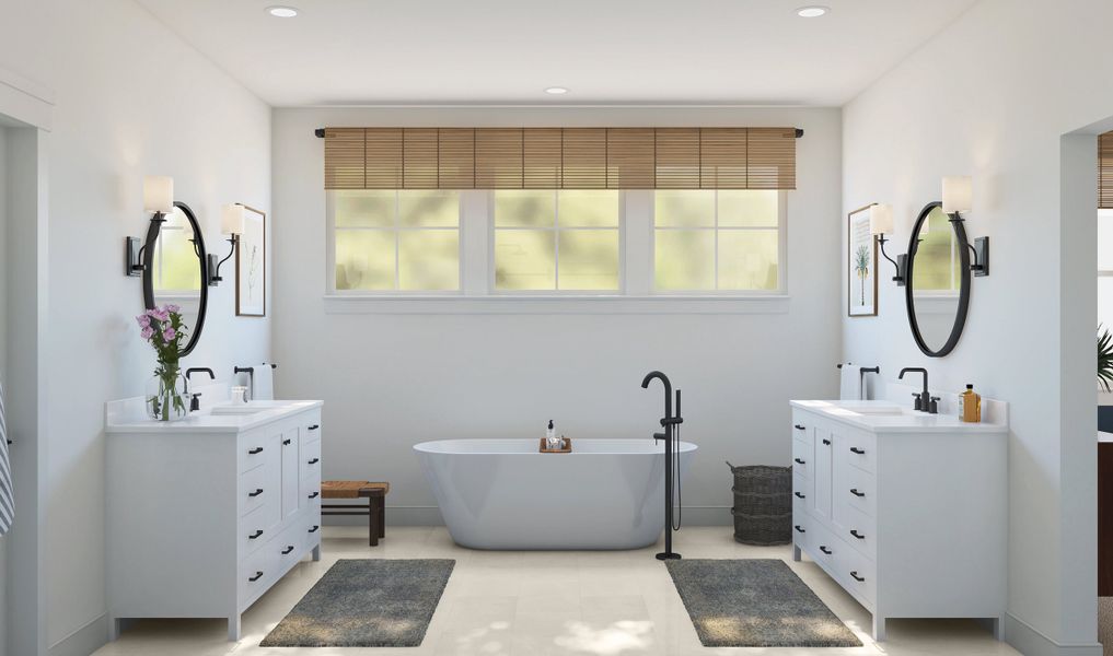 Primary bath with dual vanities Primary bath with dual vanities