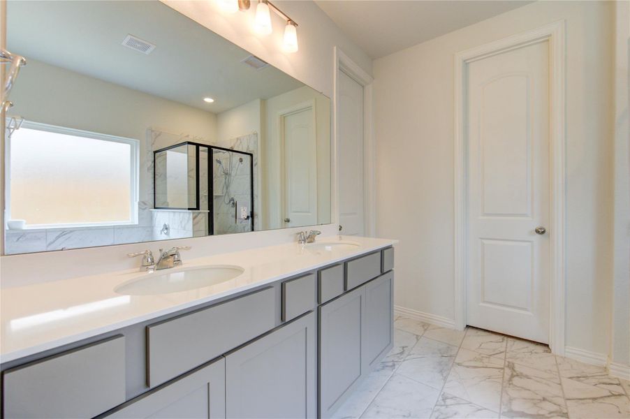 Primary spa-like bath with huge tub,