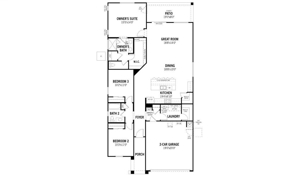2D floor plan layout for the Brandy by Mattamy Homes in Rosewood Heights, San Tan Valley, AZ (Image 3). 2D floor plan layout for the Brandy by Mattamy Homes in Rosewood Heights, San Tan Valley, AZ (Image 3).