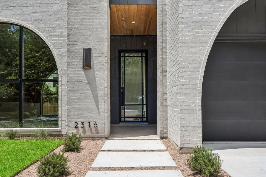 A closer look at the entrance of the home.