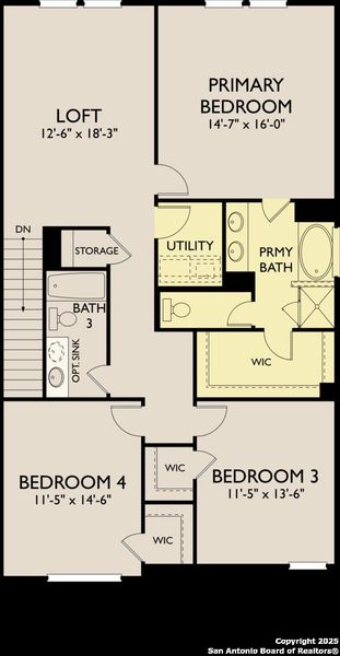 2D floor plan layout of this home in Meadows at Hennersby Hollow 40's, San Antonio, TX (Image 6).