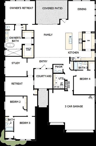 2D floor plan layout of this home in Escena at Blossom Rock, Apache Junction, AZ (Image 2).