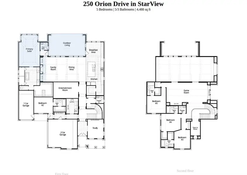 2D floor plan layout of this home in StarView, Prosper, TX (Image 3).