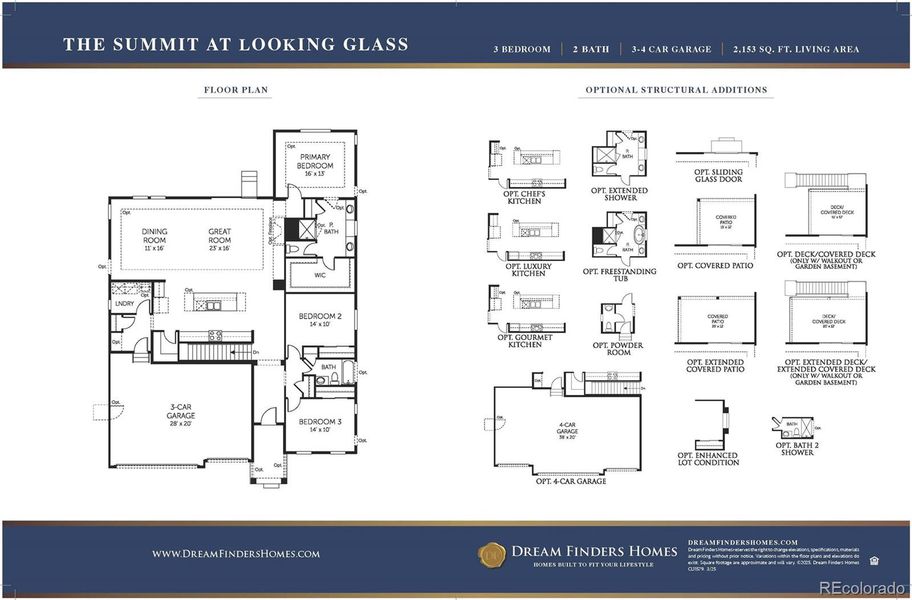 2D floor plan layout of this home in The Reserve at Looking Glass, Parker, CO (Image 3).