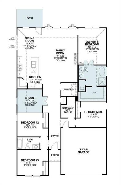 2D floor plan layout of this home in Kings Way, Denton, TX (Image 2). 2D floor plan layout of this home in Kings Way, Denton, TX (Image 2).