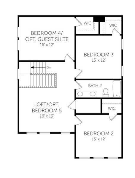 2D floor plan layout for the Amberly - Single Family Homes by Dream Finders Homes in Kings River Preserve, Hollywood, SC (Image 5).