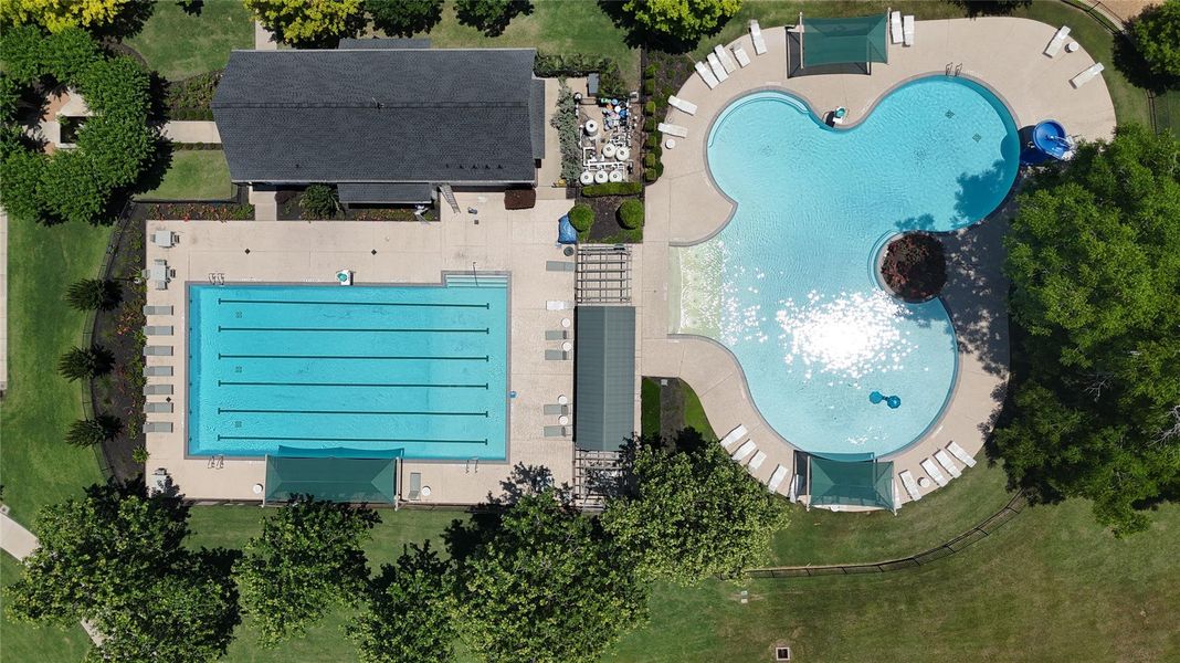 The community features two pools, one designed for relaxing and unwinding, and another dedicated to lap swimming. This offers the perfect balance of leisure and fitness.