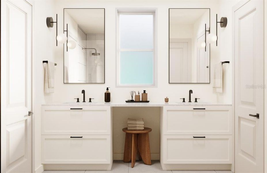 Primary bath, dual sinks