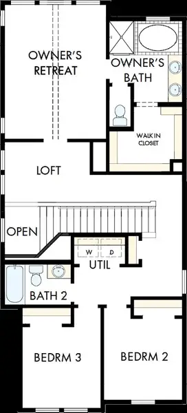 2D floor plan layout of this home in The Twilight at Goodnight Ranch, Austin, TX (Image 3).