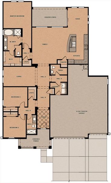 2D floor plan layout for the Rockaway Super Garage by Fulton Homes in Sonoma Coast, San Tan Valley, AZ (Image 3).