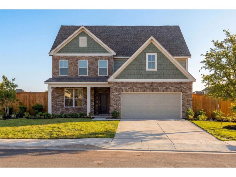 Front exterior of a new home in Meadow Ridge Estates, Josephine, TX, highlighting curb appeal (Image 1). Front exterior of a new home in Meadow Ridge Estates, Josephine, TX, highlighting curb appeal (Image 1).