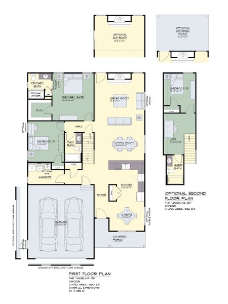 2D floor plan layout for the The Angelina by Forbes Capretto Homes in Fieldstream Estates, Lancaster, NY (Image 4).