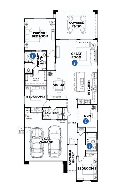 2D floor plan layout of this home in Ridgecrest™—a Trilogy® Boutique Community™, Peoria, AZ (Image 2).