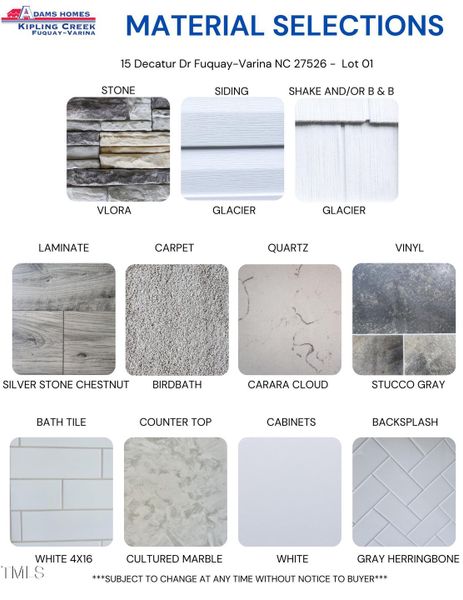 Material Color Selection Sheet Material Color Selection Sheet