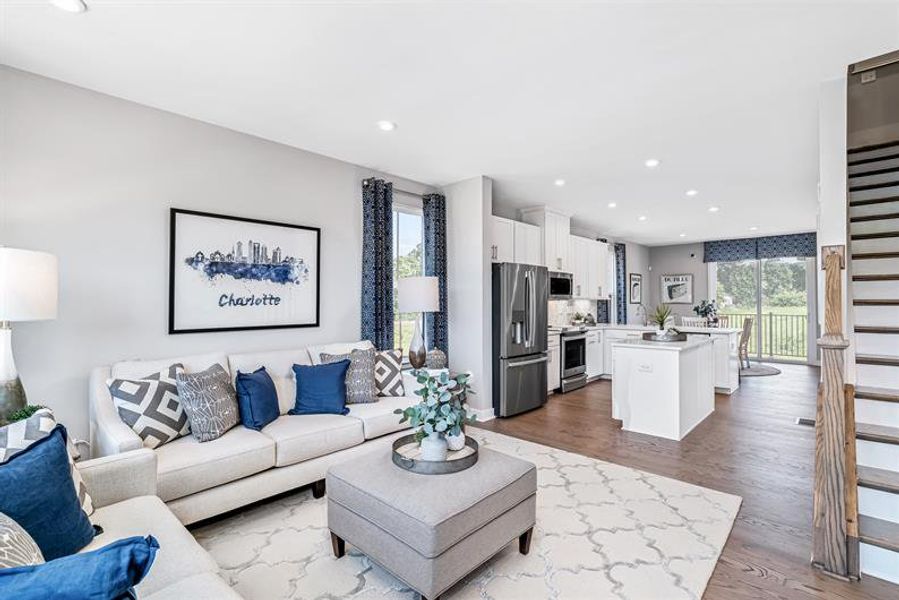 Representative furnished interior of a home built from the Clarendon 4 Story by Ryan Homes in Ashmore Square, Charlotte (Image 7).