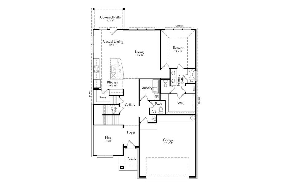2D floor plan layout for the Live Oak by Autograph Homes in Aldeana - Paintbrush Collection, Bonney, TX (Image 3). 2D floor plan layout for the Live Oak by Autograph Homes in Aldeana - Paintbrush Collection, Bonney, TX (Image 3).