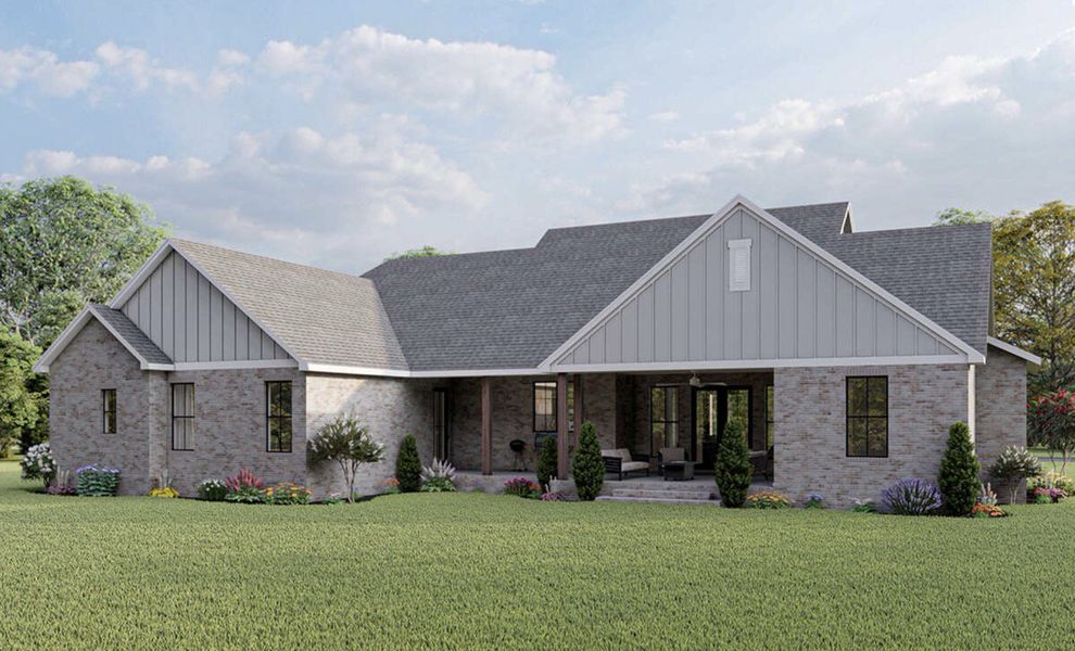 Representative exterior photo of a completed home built from the Jasper by Zeal Home Builders in Oak Water Ranch, Granbury, TX (Image 18). Representative exterior photo of a completed home built from the Jasper by Zeal Home Builders in Oak Water Ranch, Granbury, TX (Image 18).