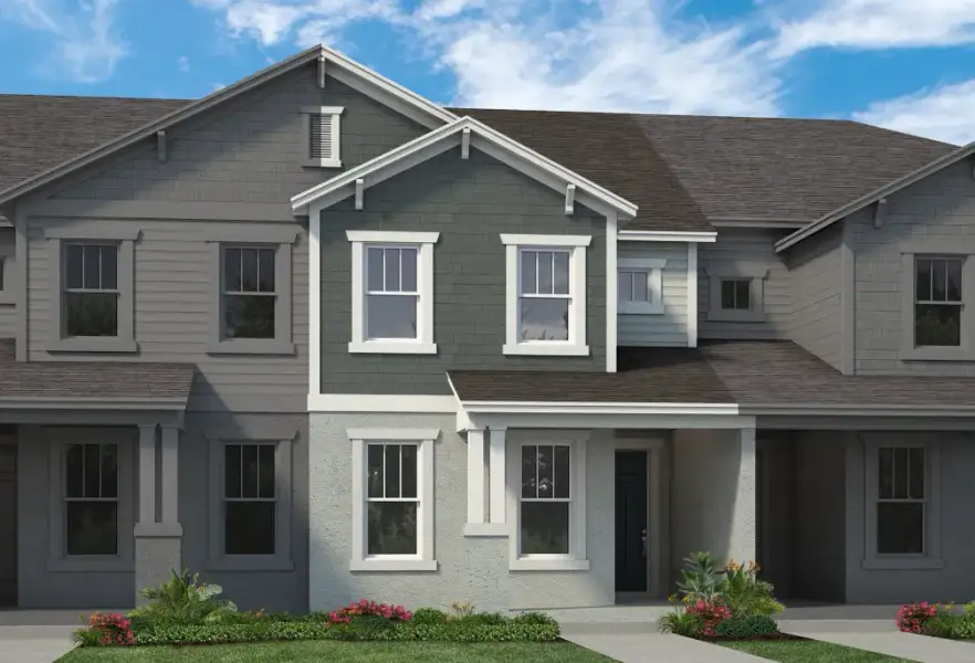 Representative exterior photo of a completed home built from the Whitney by Rockwell Homes in Harvest at Ovation - Townhomes, Winter Garden, FL (Image 29).