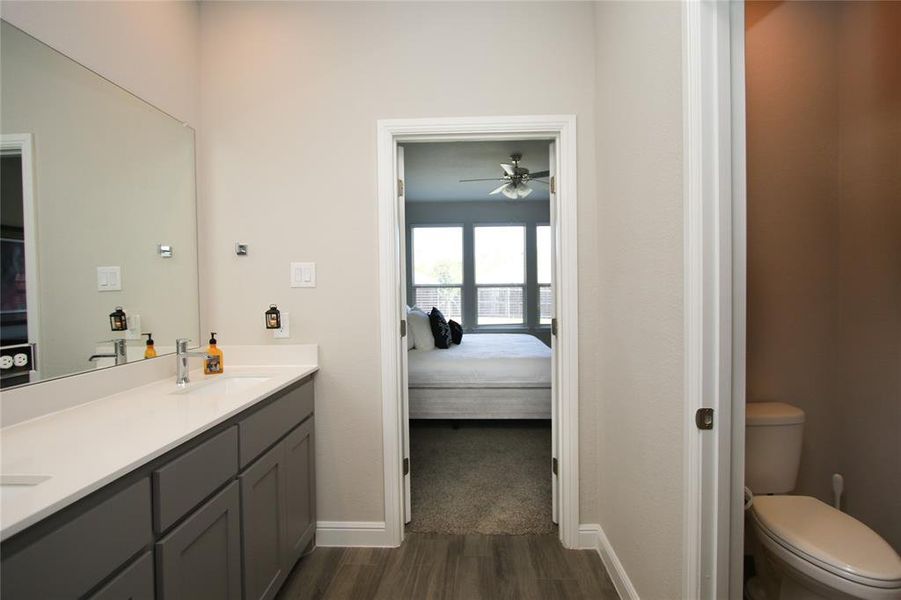 Double sink and water closet in Master bath