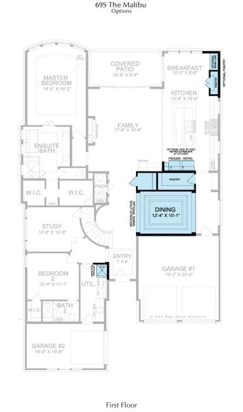 2D floor plan layout for the Malibu by Landon Homes in Fields - Brookside North, Frisco, TX (Image 5). 2D floor plan layout for the Malibu by Landon Homes in Fields - Brookside North, Frisco, TX (Image 5).