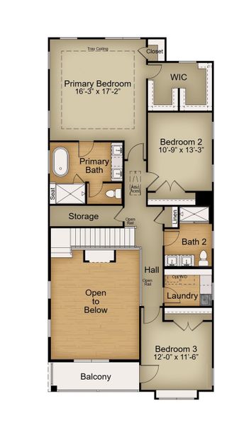 2D floor plan layout for the Timothy 2 Story by Baker Residential in Atwater Station - Village Collection, Fuquay Varina, NC (Image 6).
