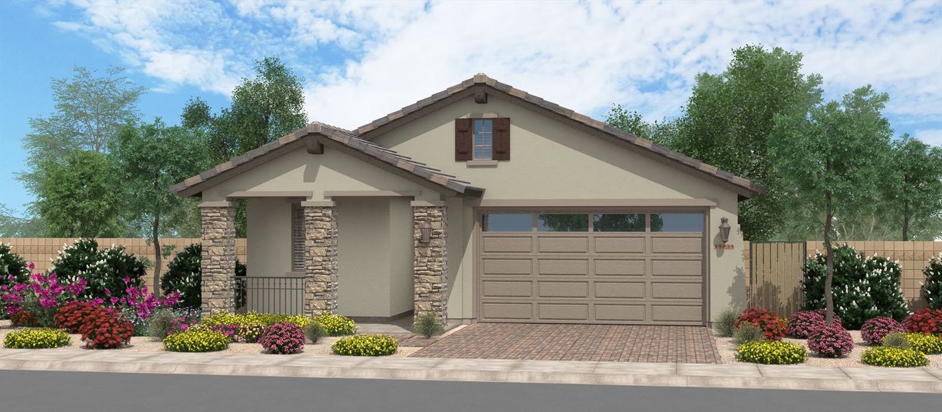 Representative exterior photo of a completed home built from the Bennett by Fulton Homes in Calistoga at Enclave, Litchfield Park, AZ (Image 2). Representative exterior photo of a completed home built from the Bennett by Fulton Homes in Calistoga at Enclave, Litchfield Park, AZ (Image 2).