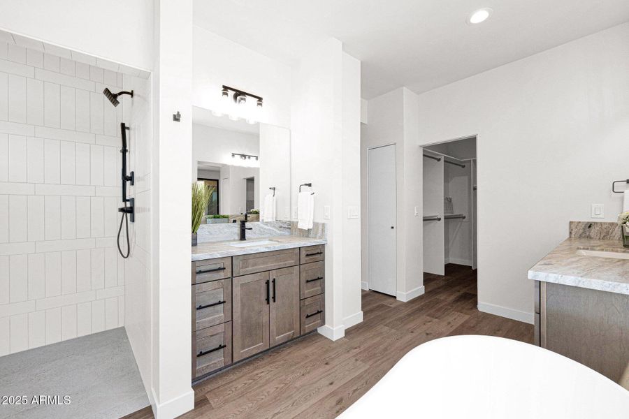 Large spa-style tile shower