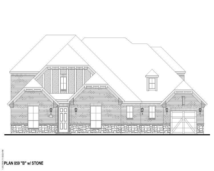 Plan 859 Elevation B w/ Stone