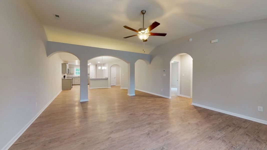 Representative unfurnished interior of a home built from the Kids 2 Car by JC Jackson Homes,LLC in Heritage Pointe, Newport (Image 11).