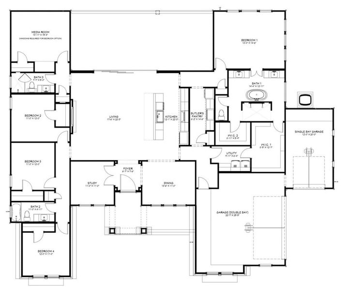 2D floor plan layout of this home in King Oaks, Salado, TX (Image 3).