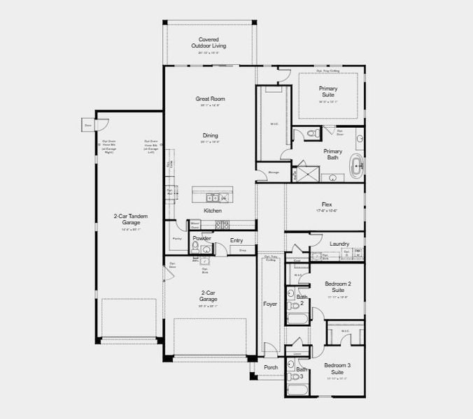 2D floor plan layout for the Wren by Taylor Morrison in Verdin Odyssey Collection, Phoenix, AZ (Image 3).