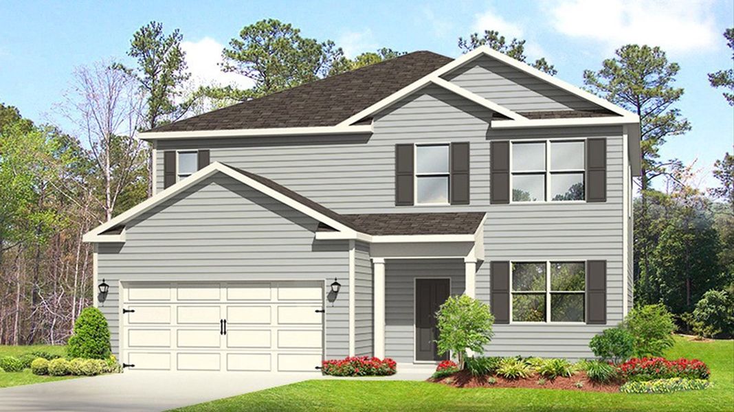 Representative exterior photo of a completed home built from the Elle by D.R. Horton in Estates at Deer Hollow, Grovetown, GA (Image 1).