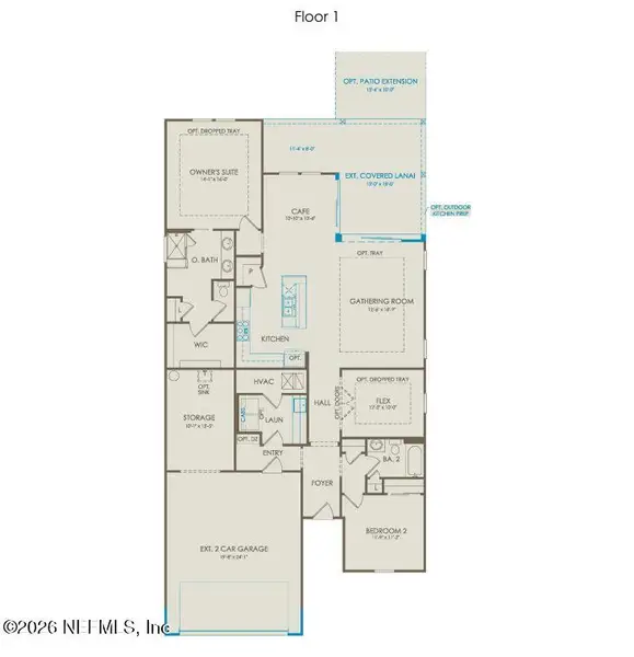 2D floor plan layout of this home in Seminole Palms, Palm Coast, FL (Image 4).
