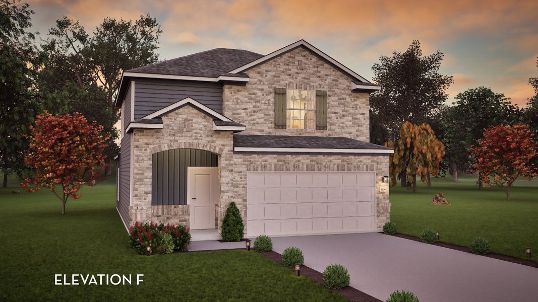 Representative exterior photo of a completed home built from the Elm by CastleRock Communities in Caney Mills, Conroe, TX (Image 20).