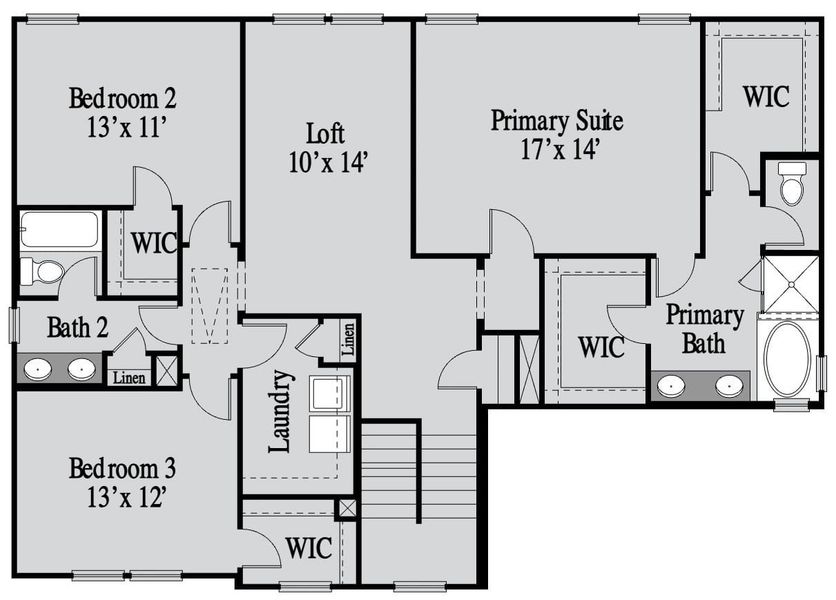 2D floor plan layout for the Charlton by UnionMain Homes in Pickens Bluff, Hiram, GA (Image 4).