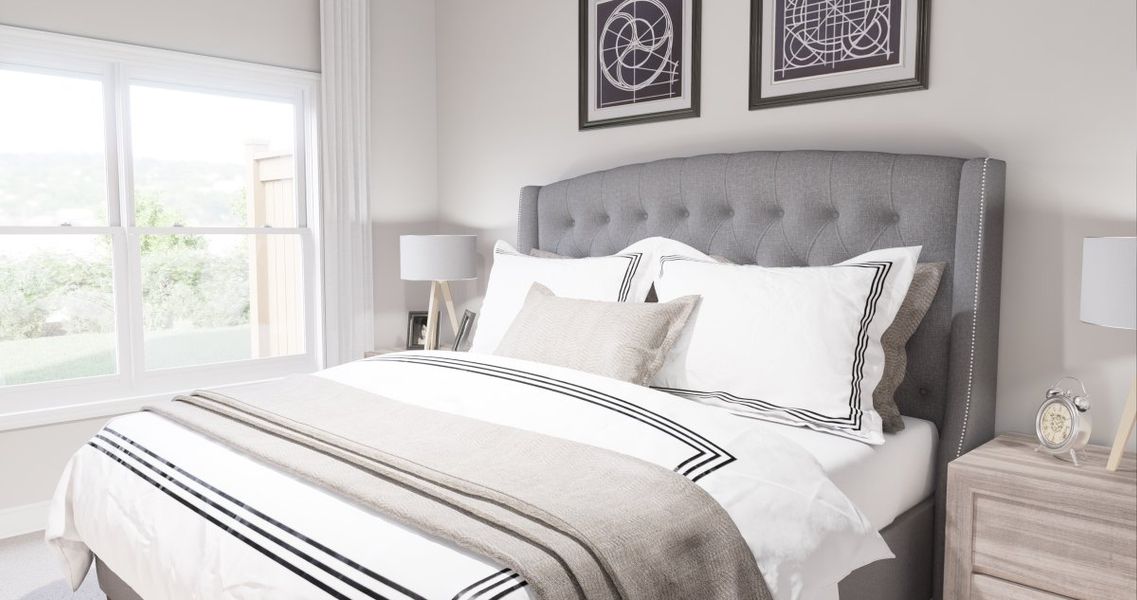 Virtually staged rendering - features may vary. First Floor Primary Suite