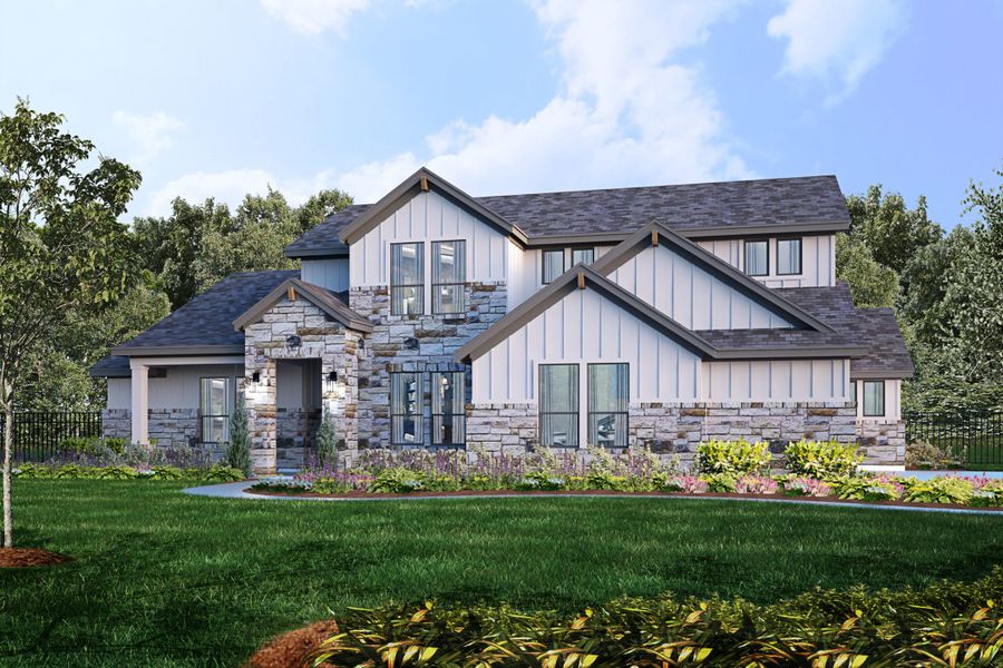 Representative exterior photo of a completed home built from the Vanderpool II by Giddens Homes in Whispering Wind, Bertram, TX (Image 27).
