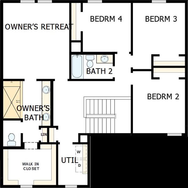 2D floor plan layout of this home in Serenity - The Village Collection, Fuquay Varina, NC (Image 3).