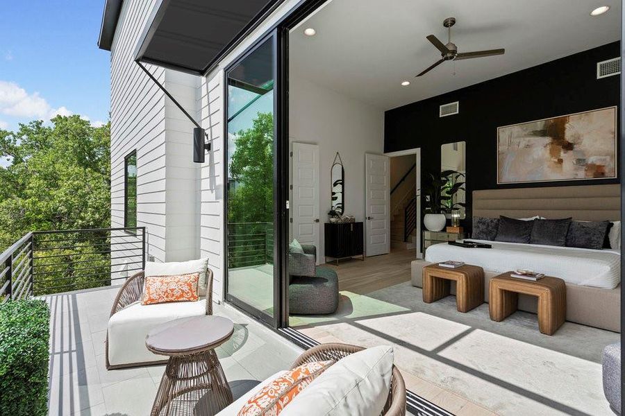 Exterior details and patio area of a home in Sunridge, Austin (Image 22).